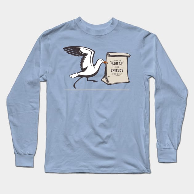 Mind Your Chips! North Shields Seagull Design Long Sleeve T-Shirt by NORTHERNDAYS